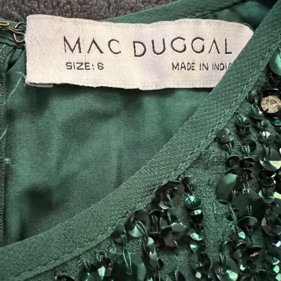 NWT Mac Duggal Sleeveless High Neck Beaded Midi Sheath Dress Deep Emerald - Picture 9 of 12